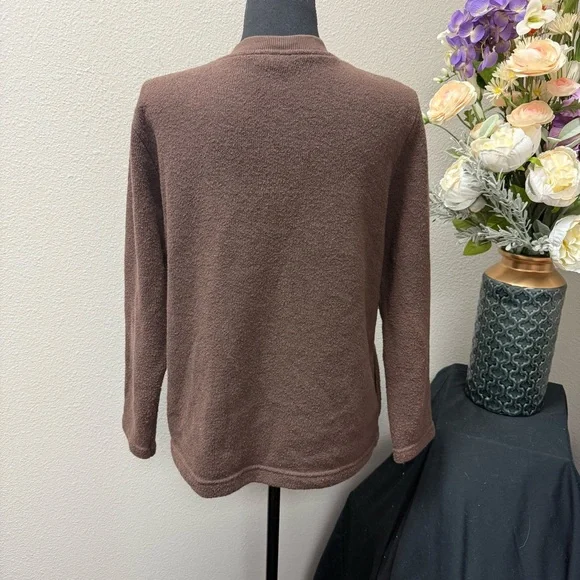 BonWorth Petite Brown Embroidered Bird Floral Button Cardigan Sweater M - Picture 4 of 7